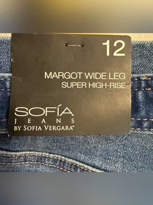 sofia by sofia vergara Dark Blue Wide Leg Cargo Jeans with Tie Belt thumbnail 3