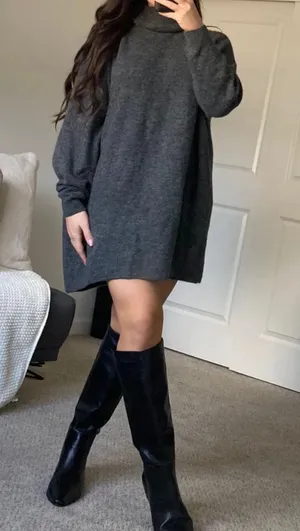 Hennes & Mauritz Gray Turtleneck Sweater Dress thumbnail 2
