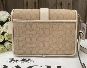 COACH LONNIE Crossbody Khaki Signature Jacquard Chalk Leather C8307 NWT $398 thumbnail 4