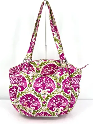 Vera Bradley Glenna Julep Tulip Pink Floral Quilted Cotton Shoulder Tote thumbnail 9