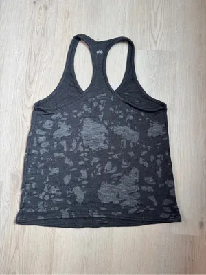 ALO Yoga Black Heather Racerback Tank Top thumbnail 3