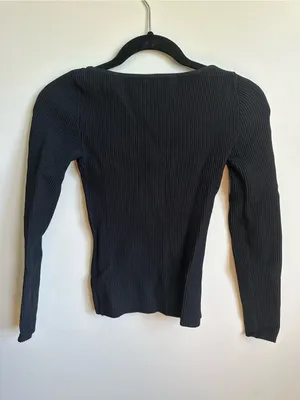 Aritzia Babaton Ribbed Long Sleeve Stretch Top Black Womens XS thumbnail 6