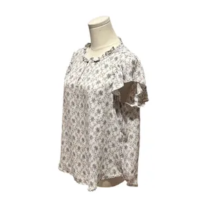 LOFT Women's Floral Ruffle Sleeve Top Size Large Petite thumbnail 2