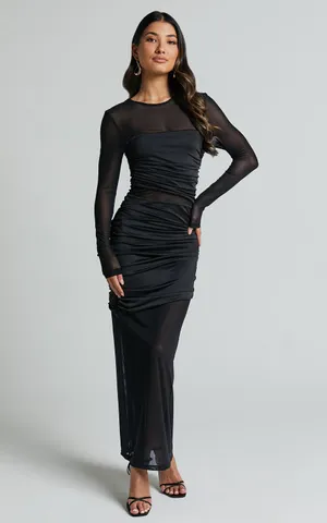 Showpo New Sahara Midi Dress Long Sleeve Mesh Dress Size Small MSRP $99 thumbnail 2