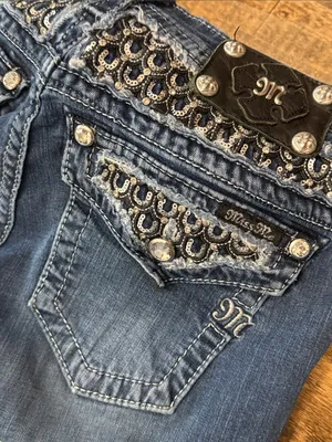 MISS ME Signature Rise 2000s Y2K Embellished Glitzy Sparkly Skinny Jeans 27 thumbnail 3