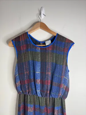 Anthropologie HD in Paris Andaz Plaid Maxi Chiffon Dress Cinched Waist size 4 thumbnail 4
