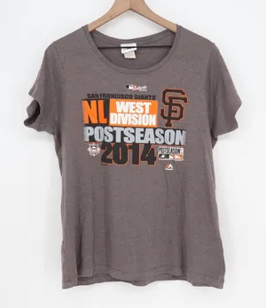 Majestic San Francisco Giants 2014 NL West Postseason Gray Graphic T-Shirt XL thumbnail 1