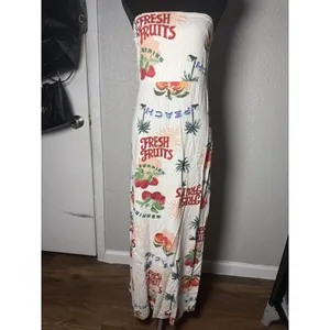 Paper Heart Womens Spring Summer Dress Sz M Fruits Palm Trees Strapless thumbnail 2