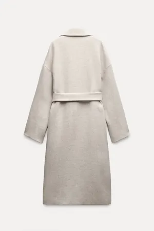 ZARA coat belted trench wool classic casual jacket overcoat thumbnail 4