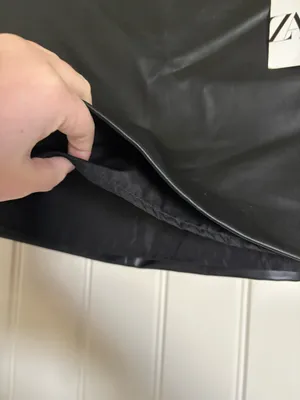BNWT Black Zara leather mini skirt XL thumbnail 5