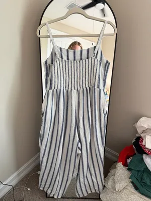 Old Navy Blue and White Striped Jumpsuit thumbnail 5