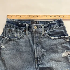 Abercrombie & Fitch Women’s Natural Rise Cut-Off Distressed Denim Shorts 26 2 thumbnail 4
