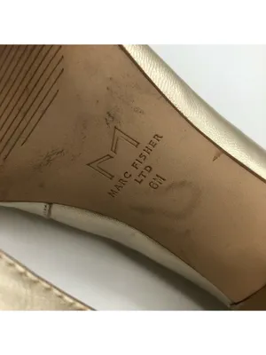 Marc Fisher Block Heels Closed Toe Slip On Leather Gold Size 6 thumbnail 7