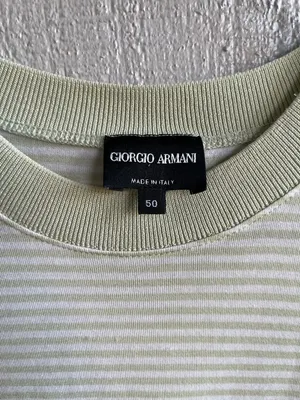 Giorgio Armani Striped Cotton Tee in Dreamy Soft Sage Green Size 50 Italy thumbnail 3