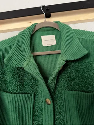 American Eagle AE Green Sherpa Corduroy Shacket Jacket Oversized Size Medium thumbnail 5