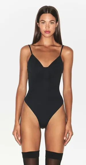 Skims Cotton Shapewear Thong Bodysuit XXS Eclipse NWT sold out thumbnail 1
