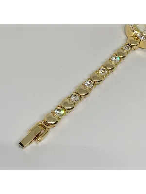 Kim rogers gold tone crystals hearts links band 22mm quartz up to 7.5” running thumbnail 4