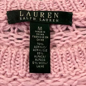 Lauren Ralph Lauren Pink Alpaca Blend Open Knit Crewneck Sweater Womens Medium thumbnail 2