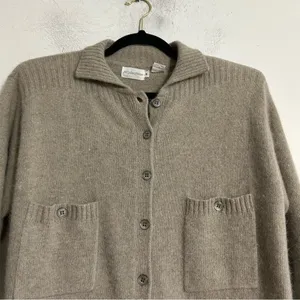 Vintage J.H. Collectibles Lambswool Angora Button Down Sweater Dress Neutral thumbnail 8