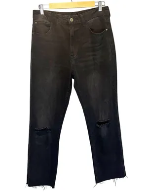 Risen Black High Rise Cropped Distressed Jeans - size 28 thumbnail 1