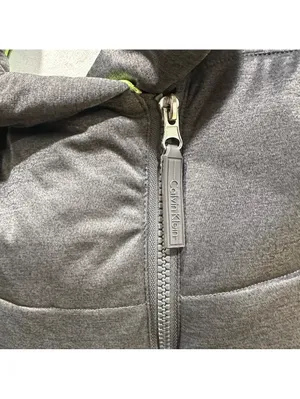 Calvin Klein Performance Gray Puffer Vest with Neon Green Lining – Size L thumbnail 4