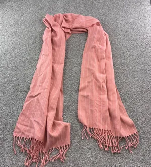 Abercrombie & Fitch Peach Striped Scarf Fringe‎ Womens Cozy Wool Blend Casual thumbnail 1
