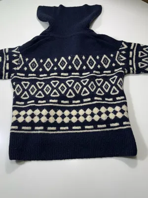 J. Crew Wool Blend Navy and White Fair Isle Half-Zip Sweater thumbnail 8