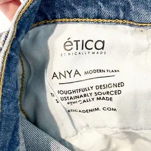 Etica Anya Modern High Rise Organic Cotton Flare Jeans Blue 27 thumbnail 4