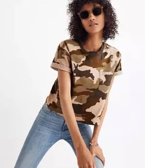 MadeWell Cropped Cottontail Camo Short Sleeve Pocket T Shirt Size M. thumbnail 1