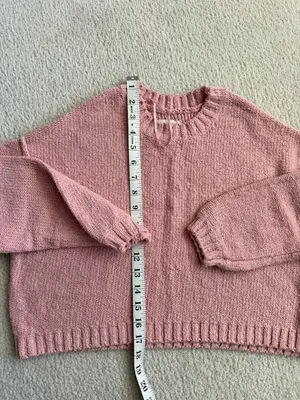 Billabong Shades Cotton Blend Crop Sweater in M (light pink, boxy/cropped fit) thumbnail 3