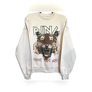 ANINE BING Muse Tiger Crewneck Oversized Sweatshirt - Stone Tan Size XS thumbnail 2