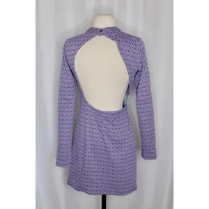 ZARA Lilac Jacquard Open Back Mini Dress Heart Detail Retro Knit Purple Small thumbnail 9