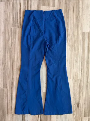 Free People Wide Leg Slit Pants Blue Size Medium thumbnail 3