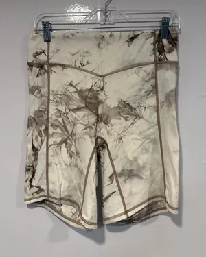 Balance Athletica Tie-Dye High-Waist Bike Shorts in Cream & Brown thumbnail 1