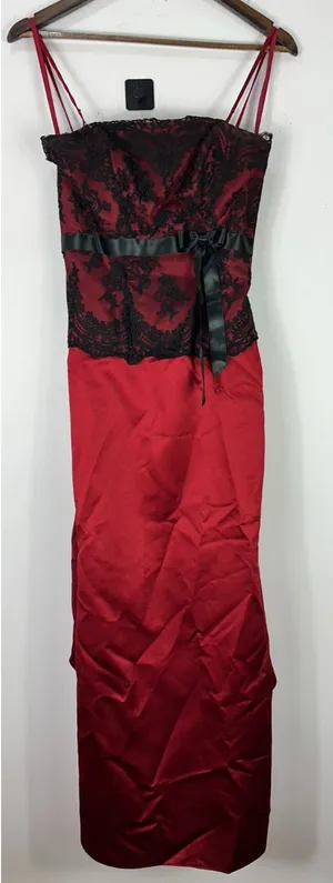 Alexia Admor Red Satin Black Lace‎ Corset Gown 2 Whimsigoth Vampcore Gothic Glam Formal Prom thumbnail 1