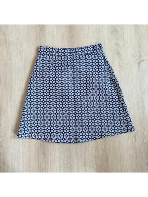 Anthropologie Hutch EUC Women's Blue White Geometric Print A-Line Skirt Size 0 thumbnail 2