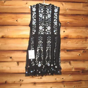 Mac Duggal 9135 Womens Black Sleeveless High Neck Embroidered Mini Dress thumbnail 12