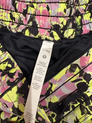 lululemon athletica Neon Yellow & Pink Floral Hotty Hot Shorts thumbnail 7