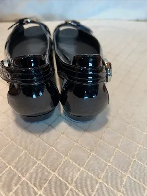STUART WEITZMAN 8 M Chitchat Black Patent Leather Peep Toe Ballet Flats thumbnail 6