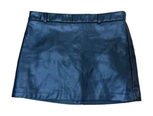 ZARA Faux Leather Lined Mini Skirt w Belt Loops Size Small Black thumbnail 1