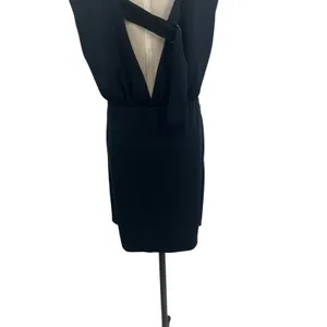 Free People Runaway Knit Mini Dress‎ Sleeveless Draped Black Size XL thumbnail 9