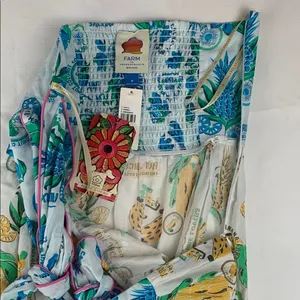 FARM Rio size medium tiered midi cutout new Colorful Tropical Print Dress coveru thumbnail 14