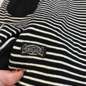 Lauren Ralph Lauren Womens Knit Tee Top Black/White Striped Elbow Patch Large thumbnail 4