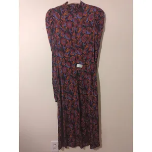 RTR Tanya Taylor Zoe Red Floral Ruched Mock Neck Long Sleeve Maxi Dress Sz Small thumbnail 13