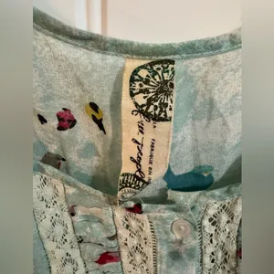 Free People Blue Boxy Bird Cropped Tank thumbnail 4