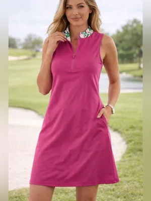 Tommy Bahama Pink Floral Collar Golf Dress Size XS NWT thumbnail 3