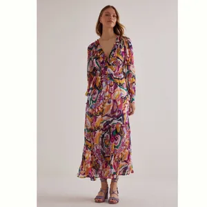 Anthropologie The Odetta Ruffled V-Neck Dress Pink Floral thumbnail 4