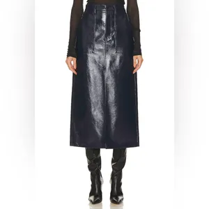 Pistola‎ Alice Utility Midi Skirt in Navy Vinyl Size 29 thumbnail 15