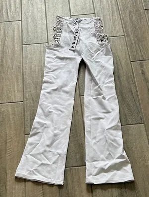 I.AM.GIA Vera Flare Pants with Lace-Up Sides in white thumbnail 1