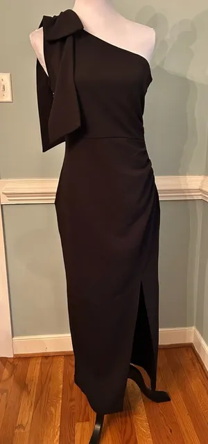 PRETTYGARDEN One-Shoulder Black Maxi Dress with Side Slit medium thumbnail 1